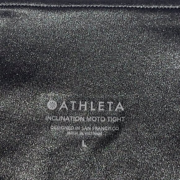 Athleta Womens Inclination Moto Tight Leggings Size L Metallic Black Pockets - Picture 10 of 12